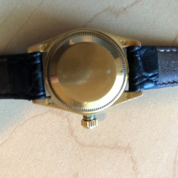 Rolex Day-Date,18 k Gold ladies watch with diamonds, with Rolex leather strap. - Picture 4 of 12